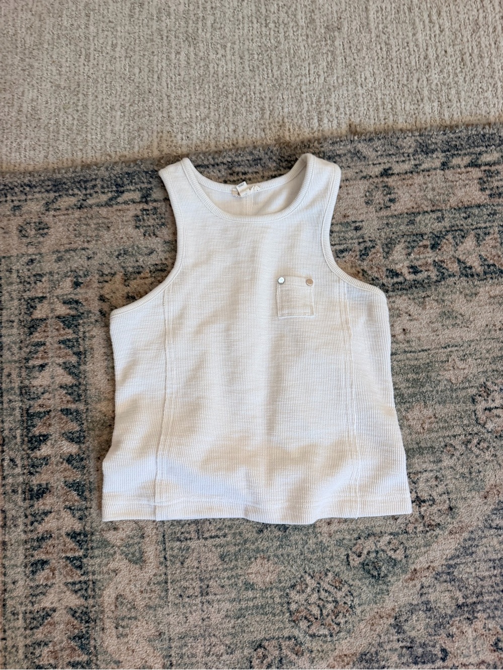 Anthropology pilcro white cropped racer back studded tank top XXS